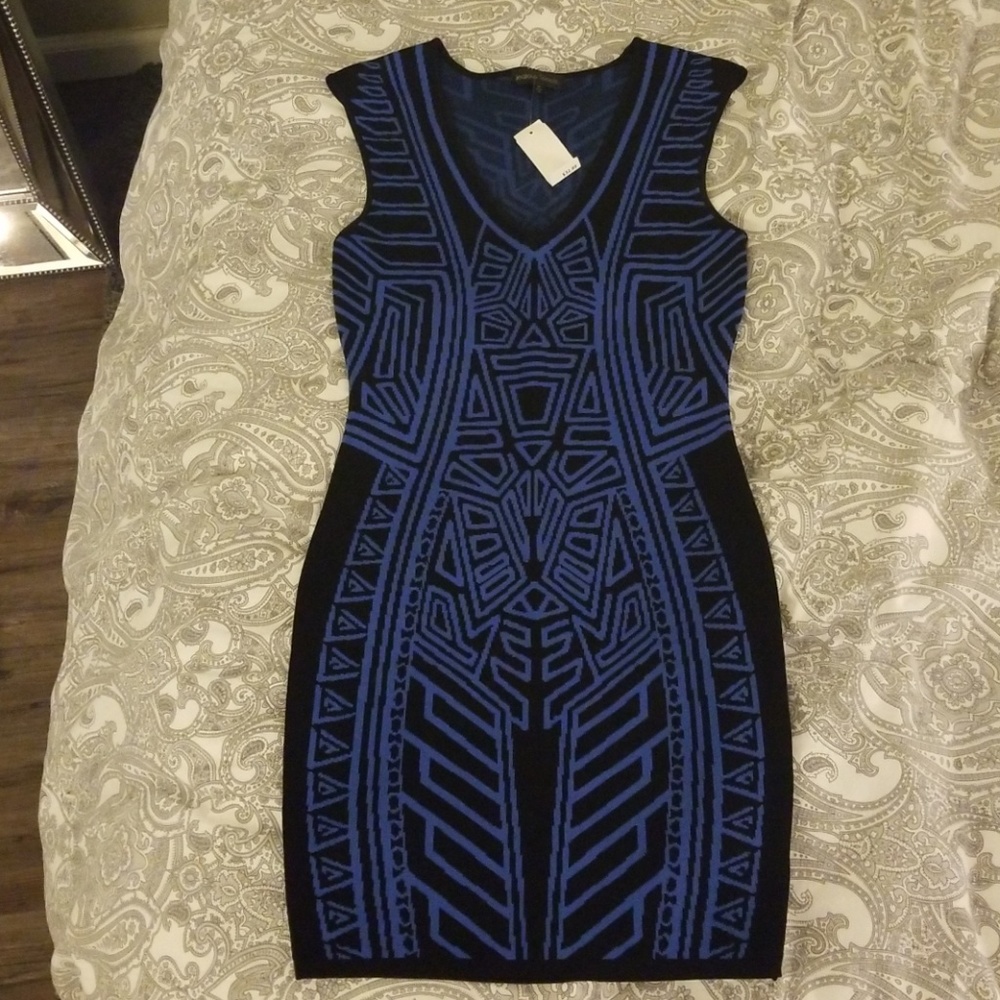 Never Worn Navy Graphic Bodycon Dress